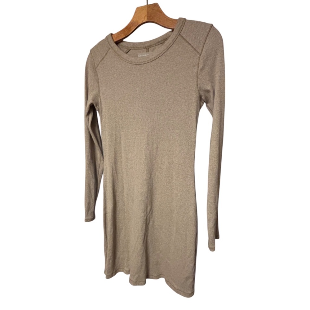 Everlane Organic Cotton Sweatshirt Dress Size S Tan Long Sleeve Casual Pullover
